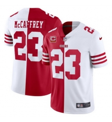 Men San Francisco 49ers 23 Christian McCaffrey Red 26 White Split With 4 Star C Patch Limited Stitched Jersey Men San Francisco 49ers 23 Christian McCaffrey Red 26 White Split With 4 Star C Patch Limited Stitched Jersey