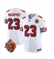 Men San Francisco 49ers 23 Christian McCaffrey White 2023 F U S E 50th Patch Vapor Untouchable Limited Stitched Football Jersey Men San Francisco 49ers 23 Christian McCaffrey White 2023 F U S E 50th Patch Vapor Untouchable Limited Stitched Football Jersey