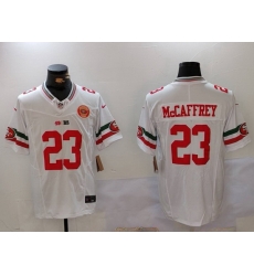 Men San Francisco 49ers 23 Christian McCaffrey White F U S E Mexico Faithful To The Bay Patch Vapor Limited Stitched Football Jersey Men San Francisco 49ers 23 Christian McCaffrey White F U S E Mexico Faithful To The Bay Patch Vapor Limited Stitched Football Jersey