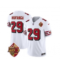 Men San Francisco 49ers 29 Talanoa Hufanga White 2023 F U S E 50th Patch Throwback Stitched Football Jersey Men San Francisco 49ers 29 Talanoa Hufanga White 2023 F U S E 50th Patch Throwback Stitched Football Jersey
