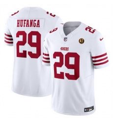 Men San Francisco 49ers 29 Talanoa Hufanga White 2023 F U S E With John Madden Patch Vapor Limited Stitched Football Jersey Men San Francisco 49ers 29 Talanoa Hufanga White 2023 F U S E With John Madden Patch Vapor Limited Stitched Football Jersey