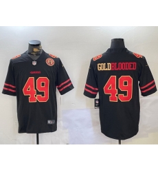 Men San Francisco 49ers 49 GoldBlooded Black Stitched Jersey 2 Men San Francisco 49ers 49 GoldBlooded Black Stitched Jersey 2