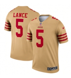 Men San Francisco 49ers 5 Trey Lance 2022 New Gold Inverted Legend Stitched Football Jersey Men San Francisco 49ers 5 Trey Lance 2022 New Gold Inverted Legend Stitched Football Jersey