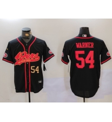 Men San Francisco 49ers 54 Fred Warner Black With Patch Cool Base Stitched Baseball Jersey 1 Men San Francisco 49ers 54 Fred Warner Black With Patch Cool Base Stitched Baseball Jersey 1