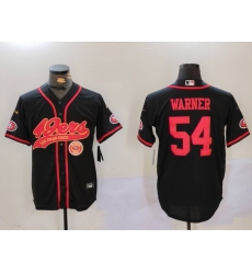 Men San Francisco 49ers 54 Fred Warner Black With Patch Cool Base Stitched Baseball Jersey 5 Men San Francisco 49ers 54 Fred Warner Black With Patch Cool Base Stitched Baseball Jersey 5