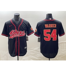 Men San Francisco 49ers 54 Fred Warner Black With Patch Cool Base Stitched Baseball Jersey Men San Francisco 49ers 54 Fred Warner Black With Patch Cool Base Stitched Baseball Jersey
