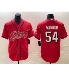 Men San Francisco 49ers 54 Fred Warner New Red Cool Base Stitched Baseball Jersey Men San Francisco 49ers 54 Fred Warner New Red Cool Base Stitched Baseball Jersey