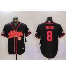 Men San Francisco 49ers 8 Steve Young Black With Patch Cool Base Stitched Baseball Jersey 1 Men San Francisco 49ers 8 Steve Young Black With Patch Cool Base Stitched Baseball Jersey 1