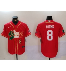 Men San Francisco 49ers 8 Steve Young Red With Patch Cool Base Stitched Baseball Jersey 2 Men San Francisco 49ers 8 Steve Young Red With Patch Cool Base Stitched Baseball Jersey 2