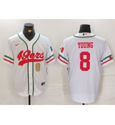 Men San Francisco 49ers 8 Steve Young White With Patch Cool Base Stitched Baseball Jersey 2 Men San Francisco 49ers 8 Steve Young White With Patch Cool Base Stitched Baseball Jersey 2