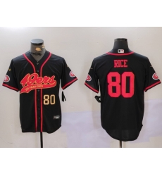 Men San Francisco 49ers 80 Jerry Rice Black With Patch Cool Base Stitched Baseball Jersey 1 Men San Francisco 49ers 80 Jerry Rice Black With Patch Cool Base Stitched Baseball Jersey 1