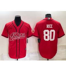 Men San Francisco 49ers 80 Jerry Rice Red Cool Base Stitched Baseball Jersey Men San Francisco 49ers 80 Jerry Rice Red Cool Base Stitched Baseball Jersey