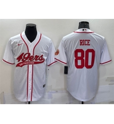 Men San Francisco 49ers 80 Jerry Rice White With Patch Cool Base Stitched Baseb Men San Francisco 49ers 80 Jerry Rice White With Patch Cool Base Stitched Baseb