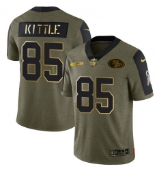 Men San Francisco 49ers 85 George Kittle 2021 Olive Camo Salute To Service Golden Limited Stitched Jersey Men San Francisco 49ers 85 George Kittle 2021 Olive Camo Salute To Service Golden Limited Stitched Jersey