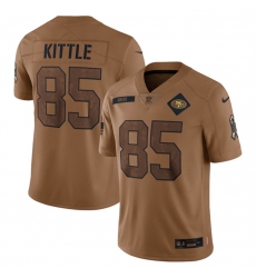 Men San Francisco 49ers 85 George Kittle 2023 Brown Salute To Service Limited Stitched Football Jersey Men San Francisco 49ers 85 George Kittle 2023 Brown Salute To Service Limited Stitched Football Jersey