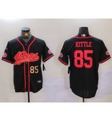 Men San Francisco 49ers 85 George Kittle Black With Patch Cool Base Stitched Baseball Jersey 6 Men San Francisco 49ers 85 George Kittle Black With Patch Cool Base Stitched Baseball Jersey 6