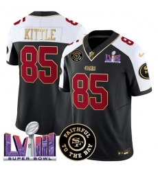 Men San Francisco 49ers 85 George kittle Black Alternate 2025 F U S E  Faithful  26 Super Bowl LVIII Patch Vapor Limited Stitched Football Jersey