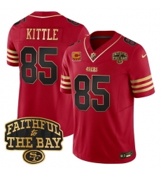 Men San Francisco 49ers 85 George kittle Red 2025 F U S E 4 Star C With Faithful To The Bay Patch Limited V8 Stitched Football Jersey Men San Francisco 49ers 85 George kittle Red 2025 F U S E 4 Star C With Faithful To The Bay Patch Limited V8 Stitched Football Jersey