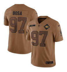 Men San Francisco 49ers 97 Nick Bosa 2023 Brown Salute To Service Limited Stitched Football Jersey Men San Francisco 49ers 97 Nick Bosa 2023 Brown Salute To Service Limited Stitched Football Jersey