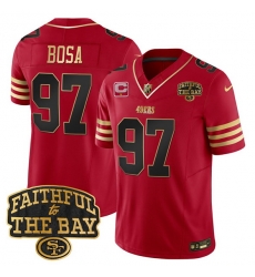 Men San Francisco 49ers 97 Nick Bosa Red 2025 F U S E 1 Star C With Faithful To The Bay Patch Limited V8 Stitched Football Jersey Men San Francisco 49ers 97 Nick Bosa Red 2025 F U S E 1 Star C With Faithful To The Bay Patch Limited V8 Stitched Football Jersey
