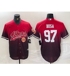 Men San Francisco 49ers 97 Nick Bosa Red Black With Patch Cool Base Stitched Baseball jerseys 1 Men San Francisco 49ers 97 Nick Bosa Red Black With Patch Cool Base Stitched Baseball jerseys 1