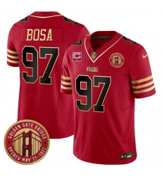 Men San Francisco 49ers 97 Nick Bosa Red F U S E Golden Gate Bridge With 1 Star C Patch Balck Scarlet Vapor Limited Stitched Football Jersey Men San Francisco 49ers 97 Nick Bosa Red F U S E Golden Gate Bridge With 1 Star C Patch Balck Scarlet Vapor Limited Stitched Football Jersey
