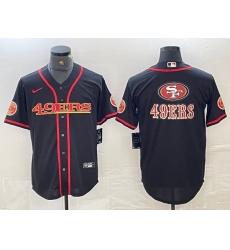 Men San Francisco 49ers Big Logo Black Red Cool Base Stitched 2023 Baseball Jersey Men San Francisco 49ers Big Logo Black Red Cool Base Stitched 2023 Baseball Jersey