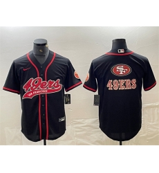Men San Francisco 49ers Black Team Big Logo With Patch Cool Base Stitched Baseball Jersey Men San Francisco 49ers Black Team Big Logo With Patch Cool Base Stitched Baseball Jersey