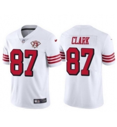 Men San Francisco 49ers Dewight Clark #87 White 2025 F U S E Vapor Untouchable Limited Stitched Football Jersey Men San Francisco 49ers Dewight Clark #87 White 2025 F U S E Vapor Untouchable Limited Stitched Football Jersey