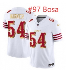 Men San Francisco 49ers Nick Bosa #97 White Gold 2025 F U S E Rivalries Vapor Limited Stitched Football Jersey