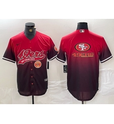 Men San Francisco 49ers Team Big Logo Red Black With Patch Cool Base Stitched Baseball Jersey 5 Men San Francisco 49ers Team Big Logo Red Black With Patch Cool Base Stitched Baseball Jersey 5