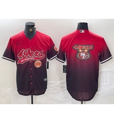 Men San Francisco 49ers Team Big Logo Red Black With Patch Cool Base Stitched Baseball Jersey 6 Men San Francisco 49ers Team Big Logo Red Black With Patch Cool Base Stitched Baseball Jersey 6