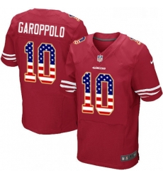 Mens Nike San Francisco 49ers 10 Jimmy Garoppolo Elite Red Home USA Flag Fashion NFL Jersey Mens Nike San Francisco 49ers 10 Jimmy Garoppolo Elite Red Home USA Flag Fashion NFL Jersey