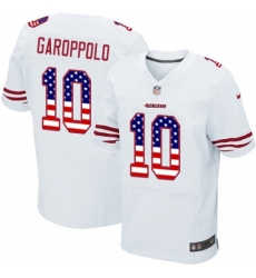 Mens Nike San Francisco 49ers 10 Jimmy Garoppolo Elite White Road USA Flag Fashion NFL Jersey Mens Nike San Francisco 49ers 10 Jimmy Garoppolo Elite White Road USA Flag Fashion NFL Jersey