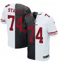 Mens Nike San Francisco 49ers 74 Joe Staley Elite BlackWhite Split Fashion NFL Jersey Mens Nike San Francisco 49ers 74 Joe Staley Elite BlackWhite Split Fashion NFL Jersey