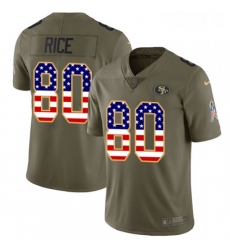 Mens Nike San Francisco 49ers 80 Jerry Rice Limited OliveUSA Flag 2017 Salute to Service NFL Jersey Mens Nike San Francisco 49ers 80 Jerry Rice Limited OliveUSA Flag 2017 Salute to Service NFL Jersey