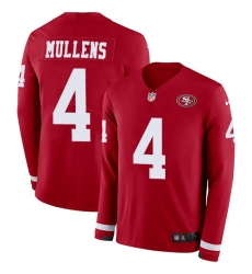 Nike 49ers #4 Nick Mullens Red Team Color Men Stitched NFL Limited Therma Long Sleeve Jersey Nike 49ers #4 Nick Mullens Red Team Color Men Stitched NFL Limited Therma Long Sleeve Jersey