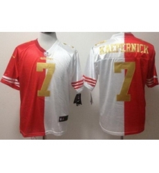 Nike San Francisco 49ers 7 Colin Kaepernick Red White Elite Split Gold Number NFL Jersey Nike San Francisco 49ers 7 Colin Kaepernick Red White Elite Split Gold Number NFL Jersey