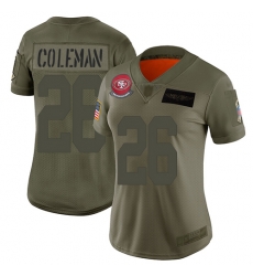 Women 49ers 26 Tevin Coleman Camo Stitched Football Limited 2019 Salute to Service Jersey Women 49ers 26 Tevin Coleman Camo Stitched Football Limited 2019 Salute to Service Jersey