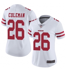 Women 49ers 26 Tevin Coleman White Stitched Football Vapor Untouchable Limited Jersey Women 49ers 26 Tevin Coleman White Stitched Football Vapor Untouchable Limited Jersey