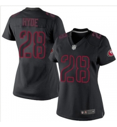 Women Nike 49ers #28 Carlos Hyde Black Impact Stitched NFL Limited Jersey Women Nike 49ers #28 Carlos Hyde Black Impact Stitched NFL Limited Jersey