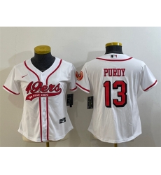 Women San Francisco 49ers 13 Brock Purdy New White With Patch Cool Base Stitched Baseball Jersey Women San Francisco 49ers 13 Brock Purdy New White With Patch Cool Base Stitched Baseball Jersey
