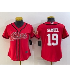 Women San Francisco 49ers 19 Deebo Samuel Red With Patch Cool Base Stitched Baseball Jersey Women San Francisco 49ers 19 Deebo Samuel Red With Patch Cool Base Stitched Baseball Jersey