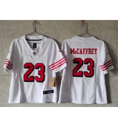 Women San Francisco 49ers 23 Christian McCaffrey New White F U S E Vapor Untouchable Stitched Jersey Women San Francisco 49ers 23 Christian McCaffrey New White F U S E Vapor Untouchable Stitched Jersey