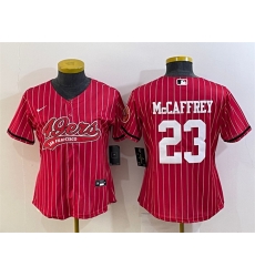 Women San Francisco 49ers 23 Christian McCaffrey Red With Patch Cool Base Stitched Baseball Jersey Women San Francisco 49ers 23 Christian McCaffrey Red With Patch Cool Base Stitched Baseball Jersey