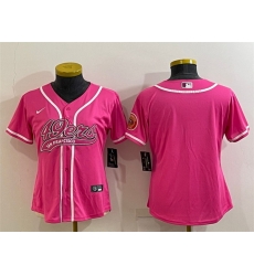 Women San Francisco 49ers Blank Pink With Patch Cool Base Stitched Baseball Jersey Women San Francisco 49ers Blank Pink With Patch Cool Base Stitched Baseball Jersey