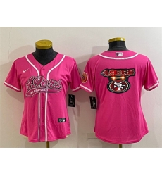 Women San Francisco 49ers Pink Team Big Logo With Patch Cool Base Stitched Baseball Jersey Women San Francisco 49ers Pink Team Big Logo With Patch Cool Base Stitched Baseball Jersey