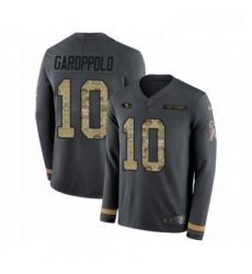 Youth Nike San Francisco 49ers 10 Jimmy Garoppolo Limited Black Salute to Service Therma Long Sleeve NFL Jersey Youth Nike San Francisco 49ers 10 Jimmy Garoppolo Limited Black Salute to Service Therma Long Sleeve NFL Jersey
