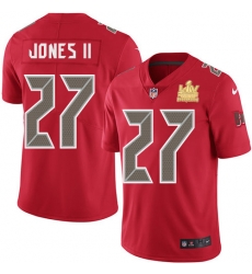 Men Nike Tampa Bay Buccaneers 27 Ronald Jones II Red Men Super Bowl LV Champions Patch Stitched NFL Limited Rush Jersey Men Nike Tampa Bay Buccaneers 27 Ronald Jones II Red Men Super Bowl LV Champions Patch Stitched NFL Limited Rush Jersey