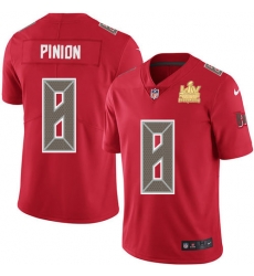 Men Nike Tampa Bay Buccaneers 8 Bradley Pinion Red Men Super Bowl LV Champions Patch Stitched NFL Limited Rush Jersey Men Nike Tampa Bay Buccaneers 8 Bradley Pinion Red Men Super Bowl LV Champions Patch Stitched NFL Limited Rush Jersey